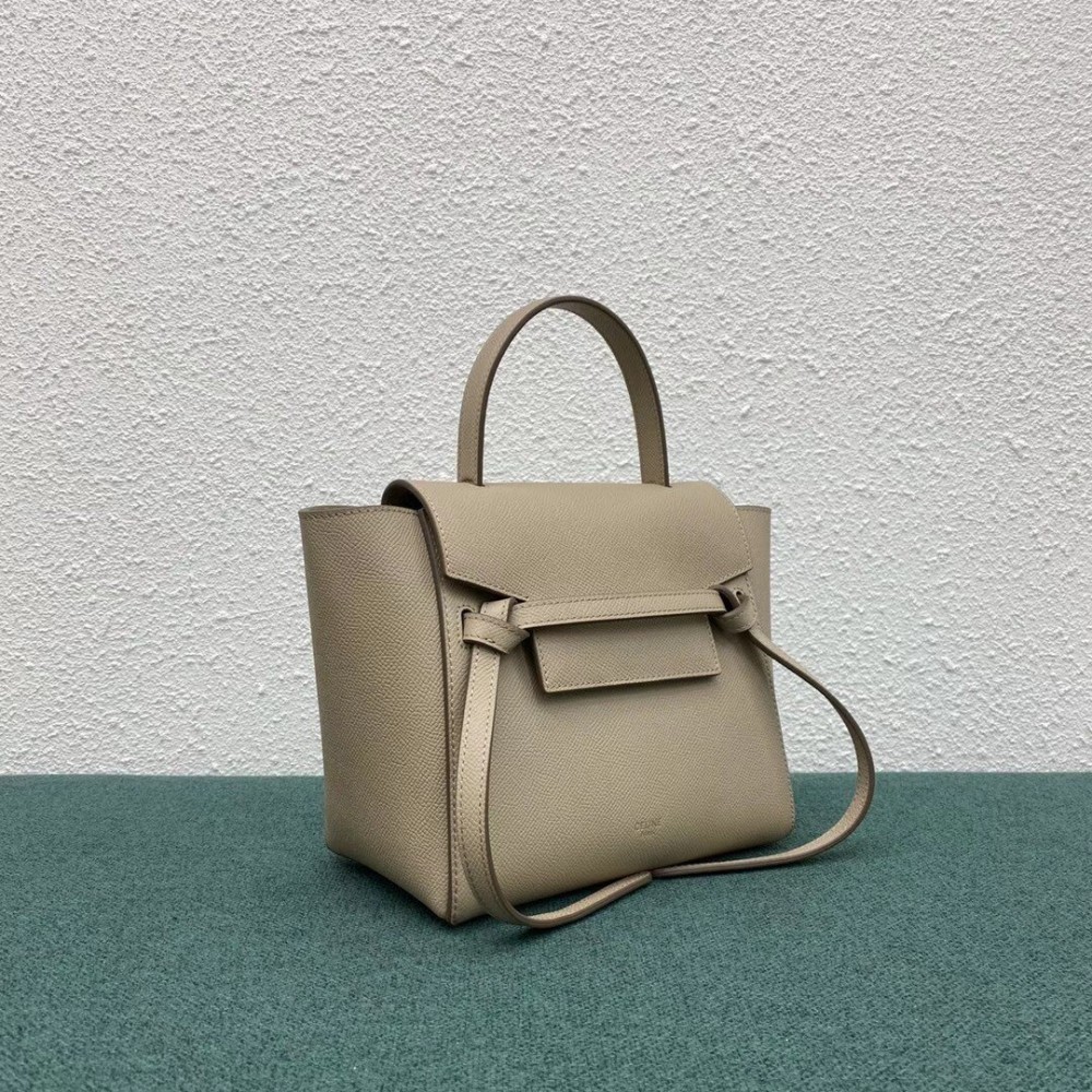 Celine Belt Nano Bag In Light Beige Grained Calfskin