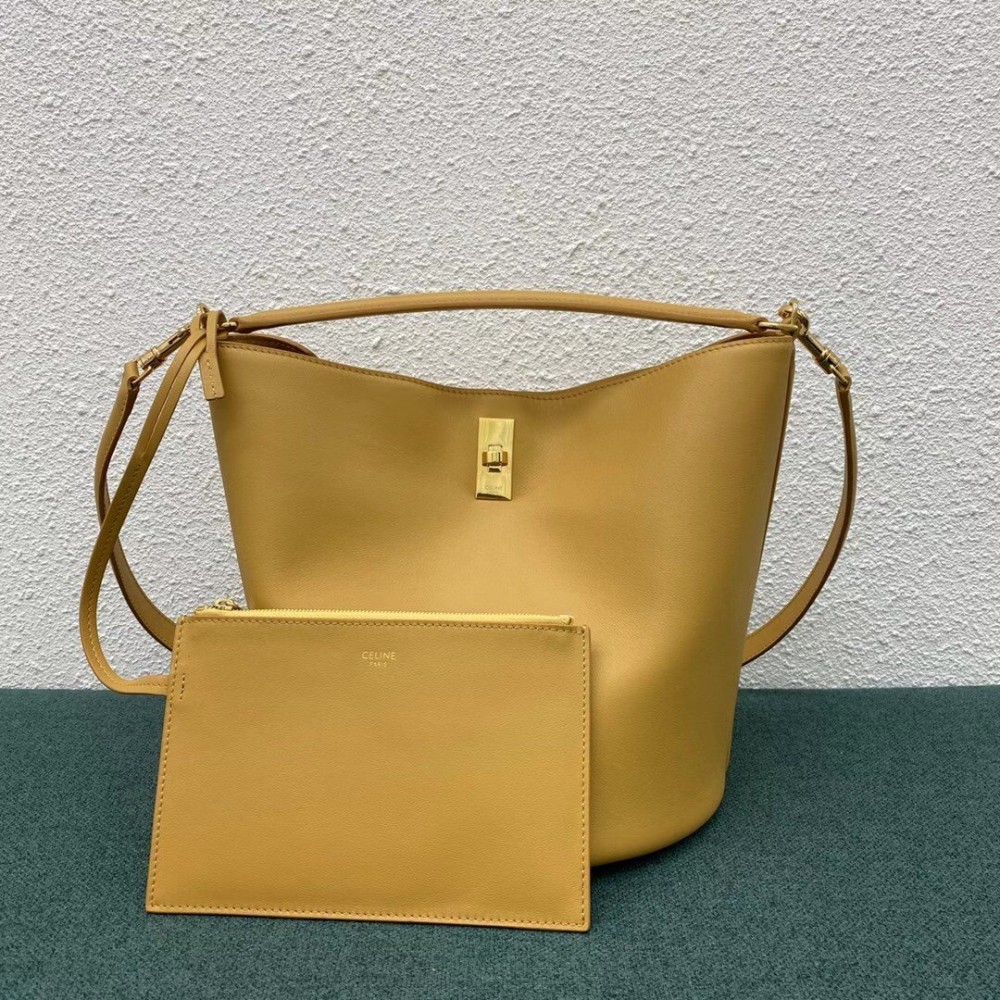 Celine Bucket 16 Bag In Yellow Soft Bare Calfskin