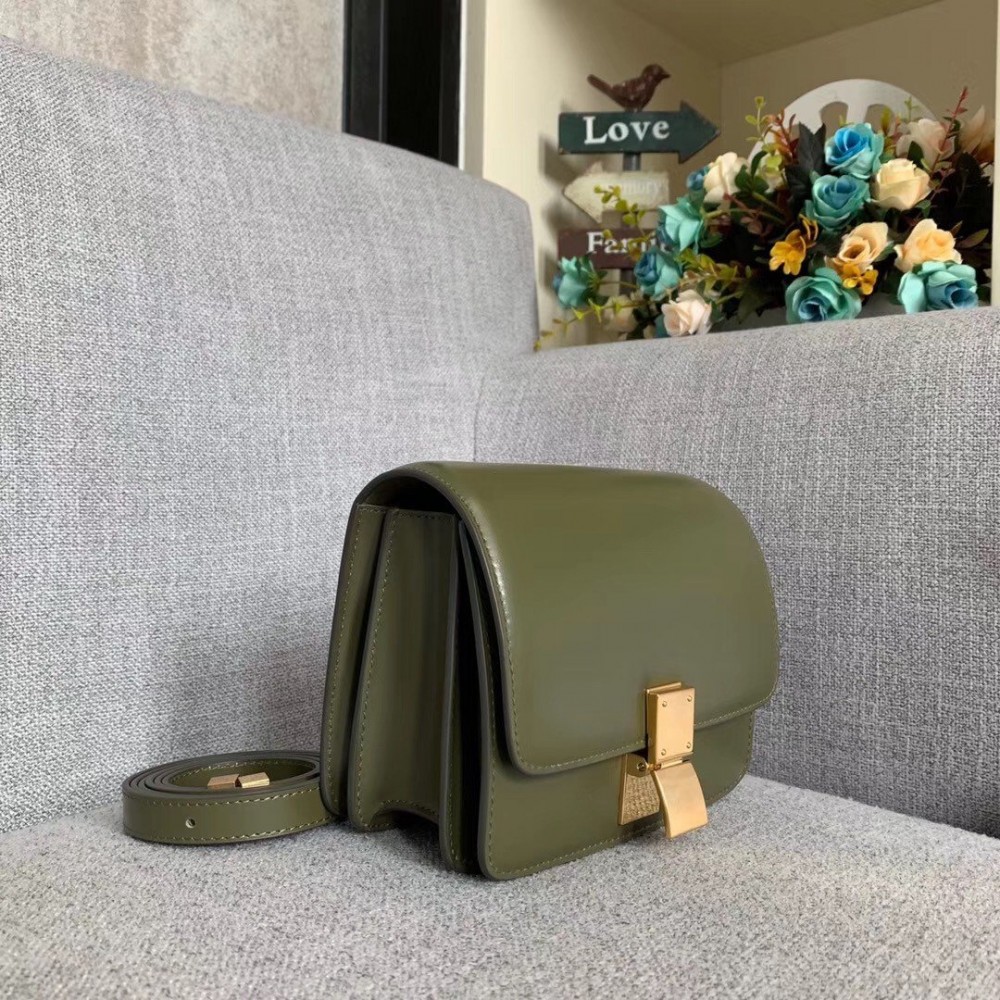 Celine Classic Box Small Bag In Army Green Box Calfskin