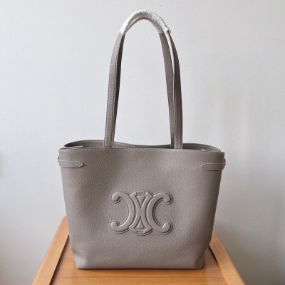 Celine Medium Cabas Anais Cuir Triomphe Bag in Grey Leather