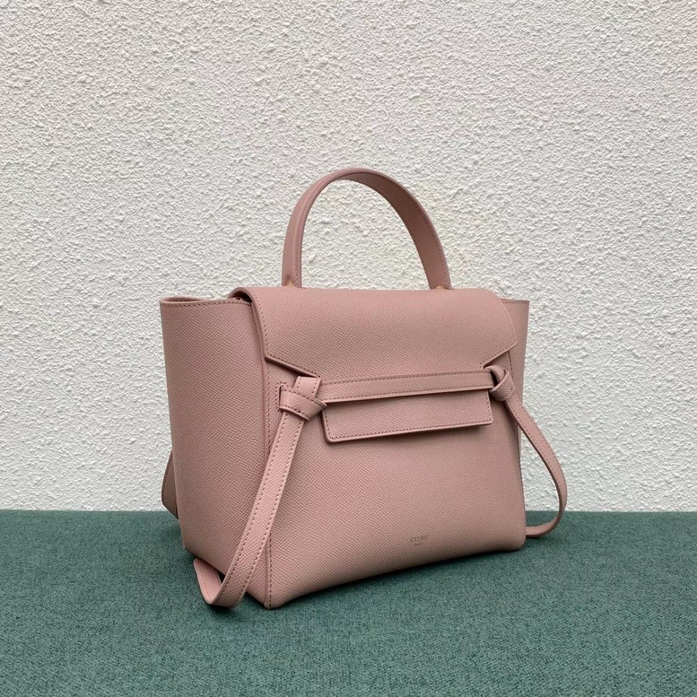 Celine Micro Belt Bag In Vintage Pink Grained Calfskin