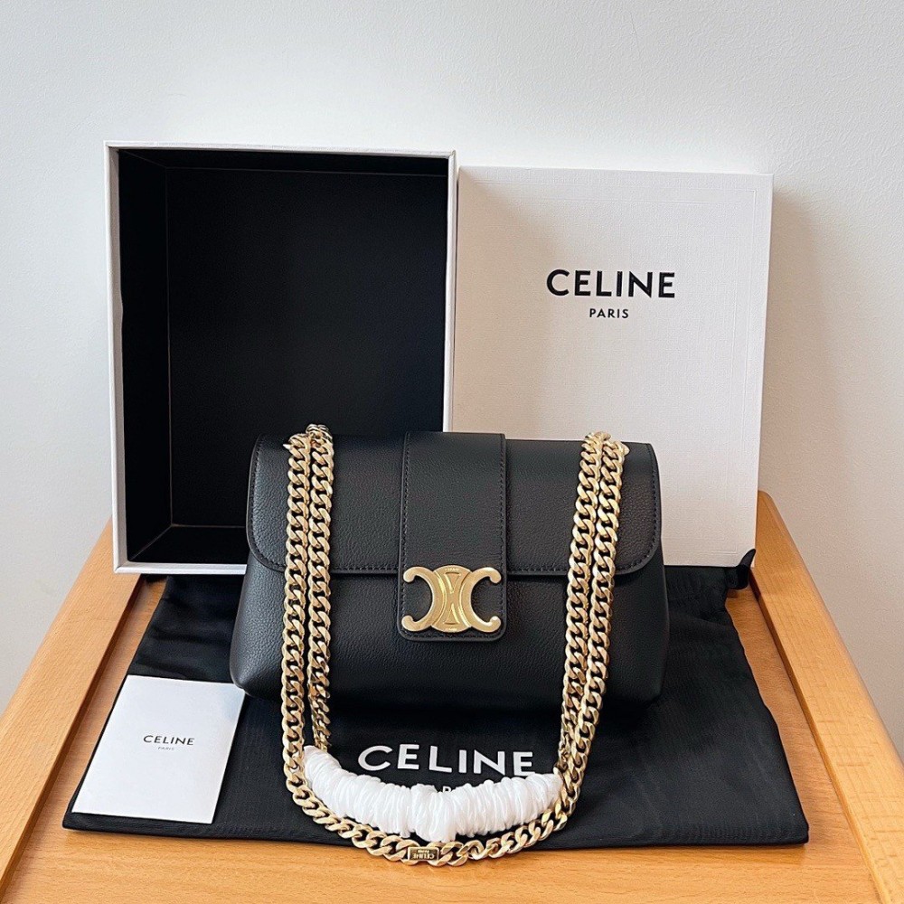 Celine Teen Victoire Bag in Black Calfskin