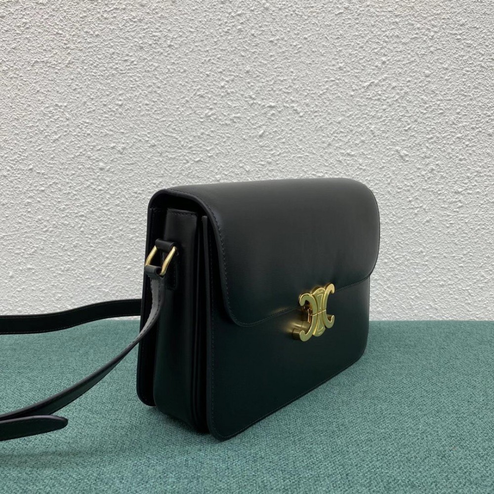 Celine Triomphe Large Bag In Black Calfskin