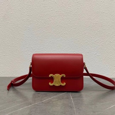 Celine Triomphe Teen Bag In Red Leather