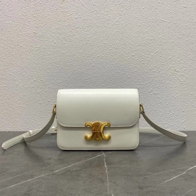 Celine Triomphe Teen Bag In White Leather